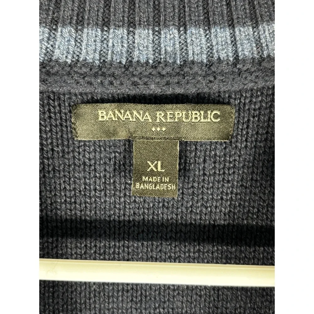 Banana Republic Cardigan Mens XL Blue Striped Shawl‎ Collar Blend